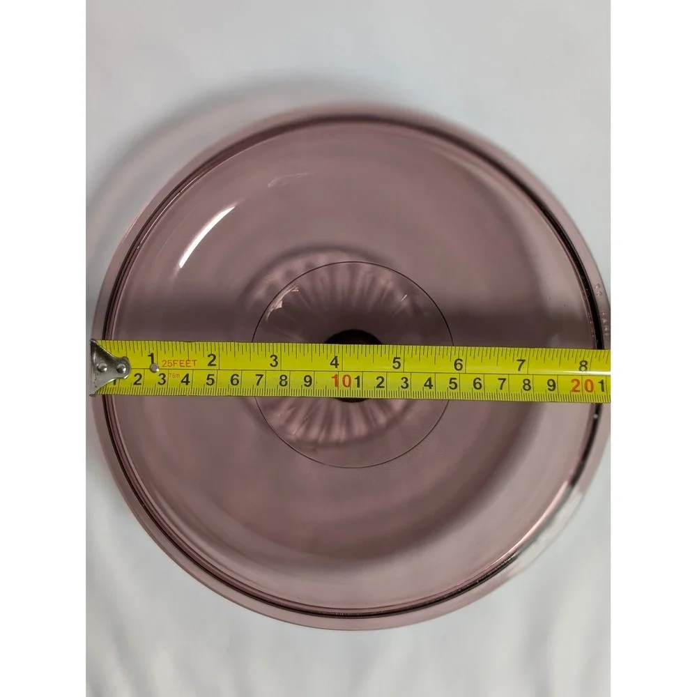PYREX Cranberry Glass Lid 624-C Replacement Round Fluted Cover for 2 Qt Dish 024